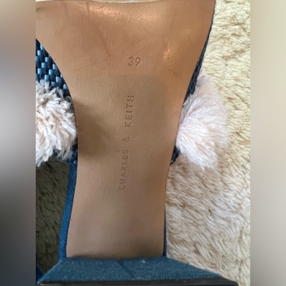 Charles & Keith Woven Fringe Mixed Media Slides Mules Heels Navy Red Pink 9 / 39 - Picture 10 of 12